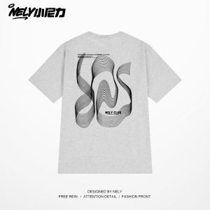 เสื้อยืดแขนสั้นทรงหลวมสไตล์อเมริกันฮิปฮอปสำหรับผู้ชาย ฤดูร้อน 2025 เสื้อยืดคู่รักแบบสวมหัวคอตตอนระบายอากาศได้ดี