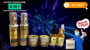 Mini Glow Skincare Paket Super Lengkap 5in1 + Serum Vit C Trial Set Travel Size Original 100% BPOM Skin Care Kecantikan Memutihkan Mencerahkan Wajah Krim Siang dan Malam Toner + Sabun + Essence Wajah Gold Glow Glowing 5 in 1 Laz Beauty Mellius Store COD