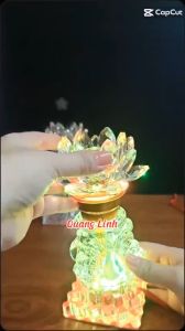 ĐÈN THỜ PHA LÊ BÔNG SEN THÍCH HỢP CÁC BAN THỜ BÀN PHẬT QUAN ÂM TÀI ĐỊA... ( 1 CẶP)