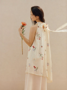 INMAN | Plants Embroidery Off-Shoulder Summer Dress Long