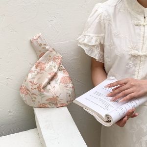 กระเป๋าถือผ้าลายดอกทานตะวันขนาดเล็ก กระเป๋าผู้หญิง กระเป๋าถือผ้าใบ กระเป๋าสะพายไหล่แบบจับมือ สไตล์ใหม่ กระเป๋าสะพายประจำวัน