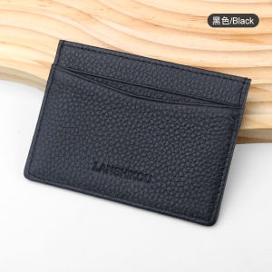 Ultra-Thin Leather Card Holder Wallet for Men And Women Mini Card Bag Lightweight Credit Card Clip Sweet Lady Style Pure Color