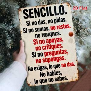 Metal Wall Art Spanish Rules Sign Home Bar Decor Indoor Outdoor 2D Flat Metal Sign for Wall
