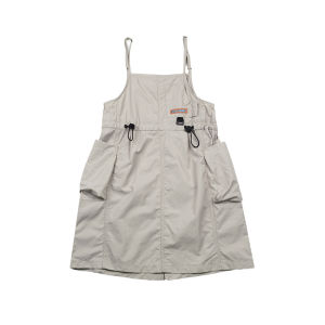 Fashionable Pocket Workwear Halter Dress for Girls Summer Outfit Korean Style Casual Baby Dress Cotton Material A-Line Skirt