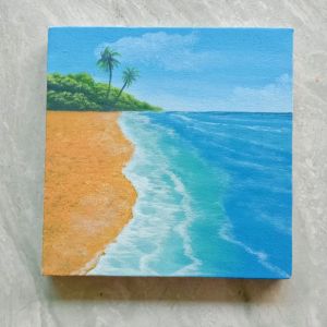 Lukisan Kanvas Canvas Hiasan Pajangan Dekorasi Dinding Pemandangan Ruang Tamu Kamar Rumah Minimalis Aesthetic Handmade Asli Hasil Tangan Motif Senja 2 Gajah Ukuran 30x30cm