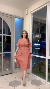 COD Dress Amena Baby Crush Premium Rempel Susun Busui Depan Belakang Karet Devino Style