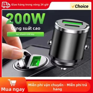 Sạc Ô Tô Mini 200W 2026 Sạc Nhanh USB Type C QC3.0 PD Tương Thích Với iPhone Xiaomi Samsung Huawei