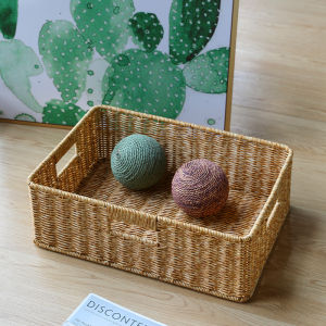 Plastic Wicker Coffee Table Basket TV Cabinet Drawer Organizer Snack Storage Basket Household Storage Tools Chinese Style