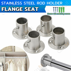 1pcs Stainless Steel Round Tube Pipe Curtain Rod Holder Flange Seat