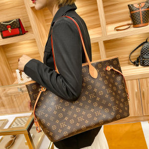 กระเป๋าถือหนังแท้ MK ขนาดใหญ่ กระเป๋าสะพายไหล่ข้างเดียวสำหรับผู้หญิง กระเป๋าใส่ของทำงานแบบลำลอง กระเป๋าสะพายข้างสุดหรูหรา