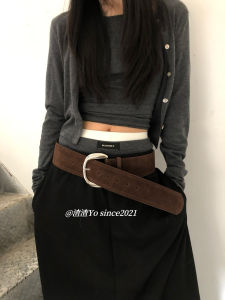 Retro Y2K Wide Edge Suede Belt: A Versatile Stylish Accessory