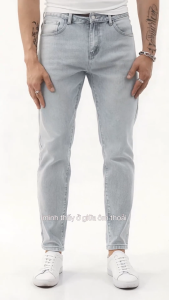 Quần Jean Nam Ống Ôm Co Giãn Lưng Vừa Form Slim Fit Basic Trơn Dài
