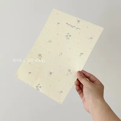 Retro Floral Handwritten Birthday Love Letter Paper Envelope Romantic Rustic Brown Kraft Paper Stationery Artistic Greeting Card
