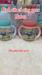 Bình sữa cho bé sơ sinh bình sữa Babuu cổ rộng kèm tay cầm dung tích 210ml bình nước bé sơ sinh