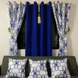 trellis design 3in1 and per pc ring curtain cretona cotton 9ft 10ft