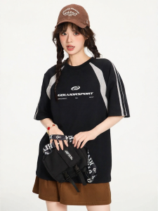 Gbiaior | Áo Thun Đôi Vintage Retro Oversized Tay Ngắn Màu Khối