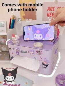 Creative Mobile Phone Stand Tissue Box Organizer Office Desktop Kawaii Design Paper Towel Holder Home Storage Container