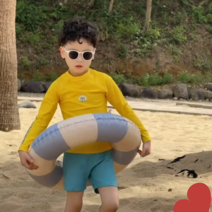 [MUMof2boys] Kids Neon Long Sleeve Swimsuit Set UV Protection Rash Guard Quick Dry Bright Swimwear Surf Suit Boys Girls