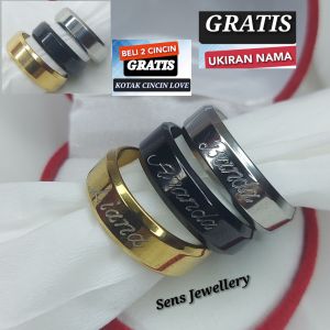 Cincin couple Titanium ukiran nama Cincin anti karat