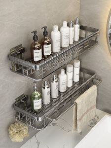 Wall-Mounted No-Drilling Bathroom Shelf