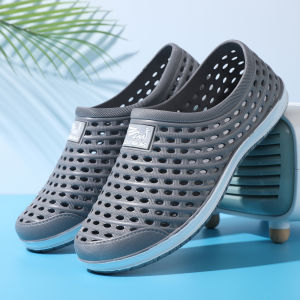 Mens Summer New Hole Shoes Waterproof Anti-slip Breathable Mesh Sandals Casual Outdoor Water Driving Two-wear Boat Driving Breathable