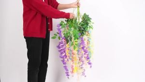 12pcs Artificial Flower Rattan Home Room Festival Wedding Wreath Celebration Party Outdoor Garden Wall GreeningDIY Gifts Decor