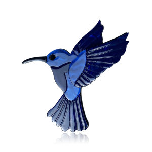 Shell Blue hummingbird Brooch Acrylic Handmade Vivid Animal Brooches For Women Kids Large Hijab Pins Jewelry Gift box packaging