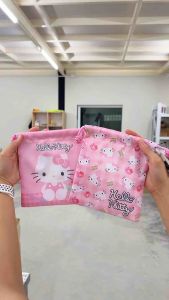 Kitty กระเป๋าถุงผ้าหูรูด ลายการ์ตูนคิตตี้ ลิขสิทธิ์แท้ ขนาด17x19cm เนื้อผ้าดี ใส่ของจุกจิก พร้อมส่ง