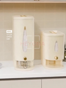 Large Capacity Grain Food Container Automatic Press Type Rice Dispenser Storage With Measuring Cup Household Insect Proof Sealed Grain Container AT