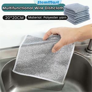 ItemMart Multifunctional Wire Dishcloth Cleaning Towel Kitchen Dish Towel for Dishes 20cm