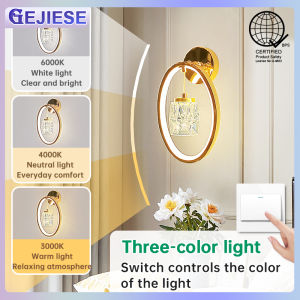 GEJIESE 28W 17W crystal wall lamp indoor modern tricolor dimming crystal wall lights sconces wall lights indoor design crystal Bed side wall lamp for living room bedroom stair gate