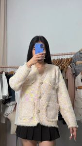 เสื้อ Tweedtie cardigan ผ้าทวิสปลายแต่งฟุ้ง