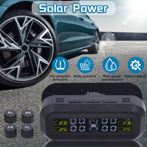 NEW Tire Pressure Monitoring System Solar TPMS With 4 External Sensors Car Tyre Pressure Monitor Temperature Warning
