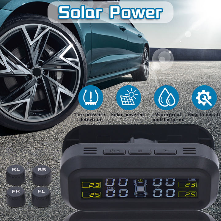 NEW Tire Pressure Monitoring System Solar TPMS With 4 External Sensors ...