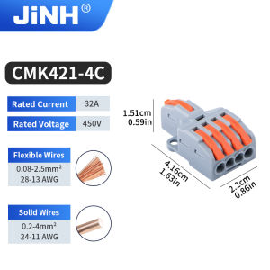 JINH Assorted CMK421 Series Push-Fit Wire Connectors 2/3/4 Port Colorful Multiplex Junction Block for Home DIY LED Wiring