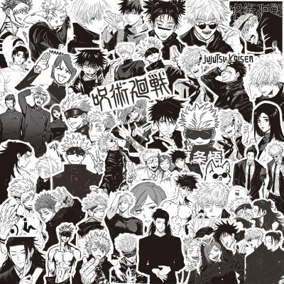Bandai | 65-82pcs New Japanese Anime Jujutsu Kaisen Stickers Gojo Satoru Cartoon Sticker Laptop Phone Guitar Bike Cool Manga Decals Decor