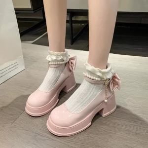 Thời Trang Nữ Mũi Tròn Gót Dày Giày Cao Gót Xuân Thu Giày Thể Thao Thông Thường Đế Vuông Dự Tiệc Mary Janes