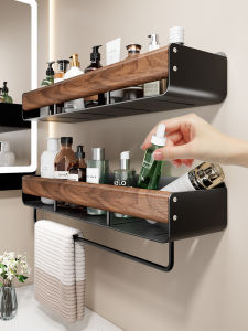MOSHANG | Walnut Bathroom No-Drill Vintage Shelf