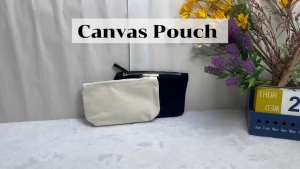 LORA 10oz Small Canvas Pouch with Zip Mini Multipurpose Bag Pencil Box Comestic Beg Wanita