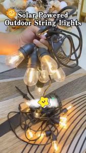 15M 15 หลอดไฟ หลอดไฟสีแสงอุ่น โคมไฟพลังงานแสงอาทิตย์ สายไฟกันน้ำ IP65 สายไฟสำหรับใช้กลางแจ้ง Solar Light Bulb with Remote Control ควบคุมด้วยรีโมทคอนโทรล มีโหมดการใช้งานให้เลือกหลายแบบ