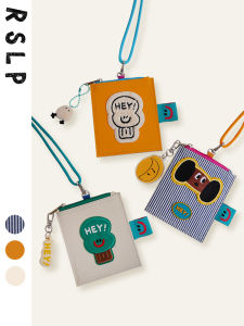 Cute Lanyard Keychain Multi-Card Slot Bus Access Control Meal Card Holder Coin Purse Cartoon Style Fashionable Youth Zipper Closure