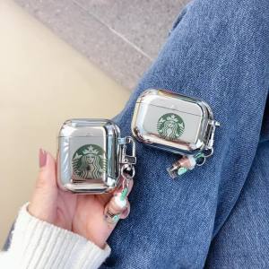 适用于Vỏ bảo vệ cho AirPods 4 Starbucks tương thích với AirPods 1 / 2/3/PRO/PRO 2 chống rơi giảm xóc bảo vệ Bluetooth mạ điện tử Ốp mặt TPU silicon mềm