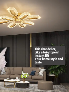 New Flower Shaped Living Room Ceiling Light Luxury Modern Restaurant Chandelier Golden Bedroom Decorative Lamp