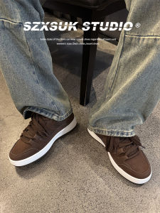 2025 New Mens Thick Bottom Heightening Board Shoes Retro Japanese Style Brown Suede Bread Shoes Casual All-Match Spring Autumn