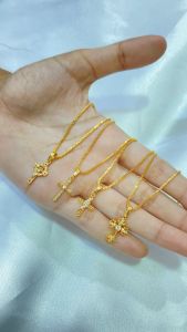 Kalung Liontin Salib Terbaru Permata Sirkon Perhiasan Lapis Emas 18K