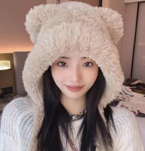 [Variety Bear Hat] Autumn and Winter Thickened Warm Hat K-style Cold-Proof Stuffed Hat Cute Student Female Winter