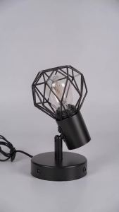 CANMEIJIA | Plug In Wall Sconce Black Metal Wire Cage Wall Lamps E27 Vintage Industrial Loft Wall Lights For Bedroom Bedside Reading Decor