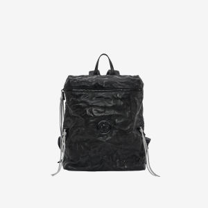Wrinkled Soft Leather Laptop Backpack For Commuting Travel
