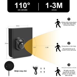 Công Tắc Cảm Biến Chuyển Động PIR Không Dây USB Có Thể Sạc Lại DC12V-24V Tương Thích Với Đầu Thu Liên Kết Nhiều Mảnh Cho Đèn LED