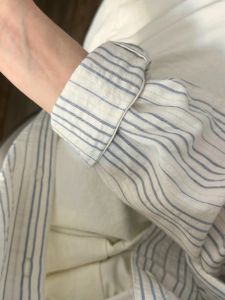 Luxurious High-End Pure Cotton Striped Shirt Jacket Womens Korean Loose Design Sensation Slimming Top Quality Fashionable